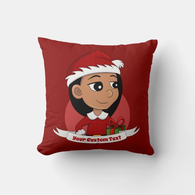 Cute Hispanic girl with long black hair  Throw Pillow (Front)