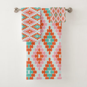 Cute hiver Motif diamant géométrique rose Turquoi