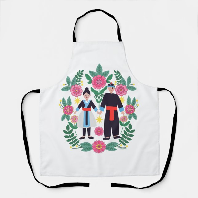 Cute Hmong Couple Apron (Front)