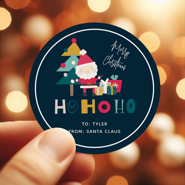 Cute Ho Ho Ho Kids Christmas Gift Classic Round Sticker (Creator Uploaded)