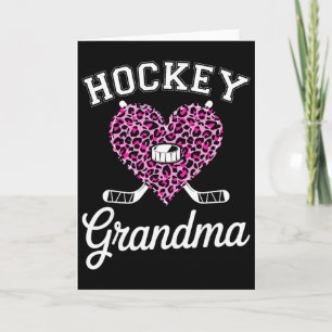 Cute Hockey Grandma Heart Leopard Card