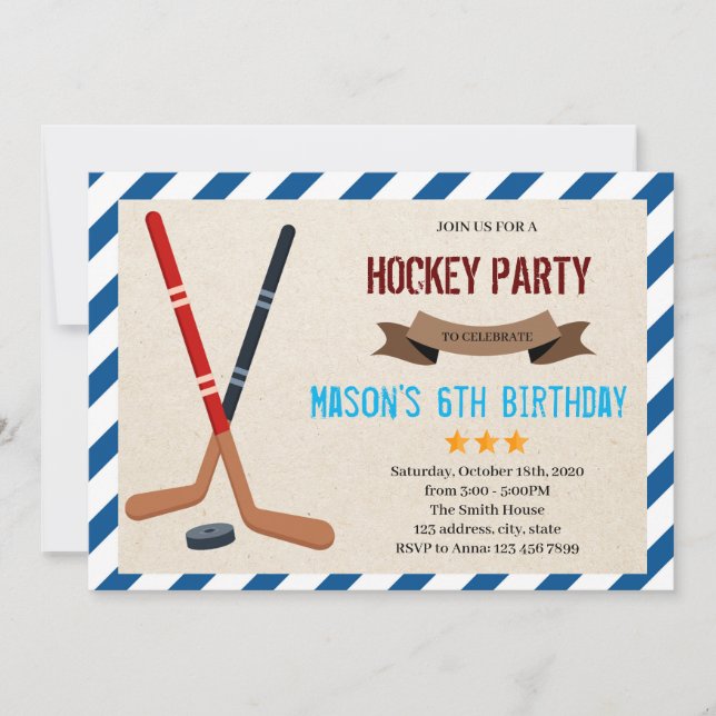 Cute hockey party Invitation (Front)