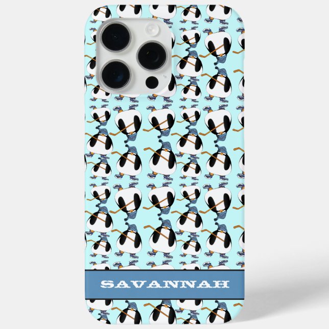 Cute Hockey Penguin Pattern Choose Colour Case-Mate iPhone Case (Back)