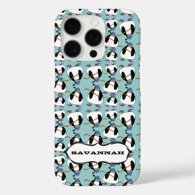 Cute Hockey Penguin Pattern Choose Colour Case-Mate iPhone Case (Back)