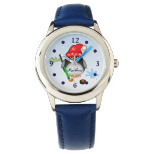 Cute Hockey penguin with custom Name Watch