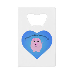 Cute Hoggy Valentine's Day Credit Card Bottle Opener