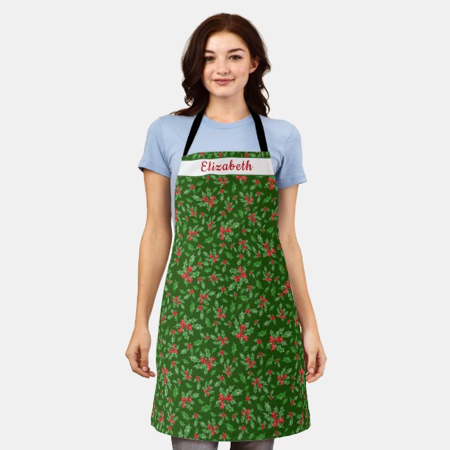 Cute Holiday Baking Seasonal Xmas Cookie Apron (Worn)