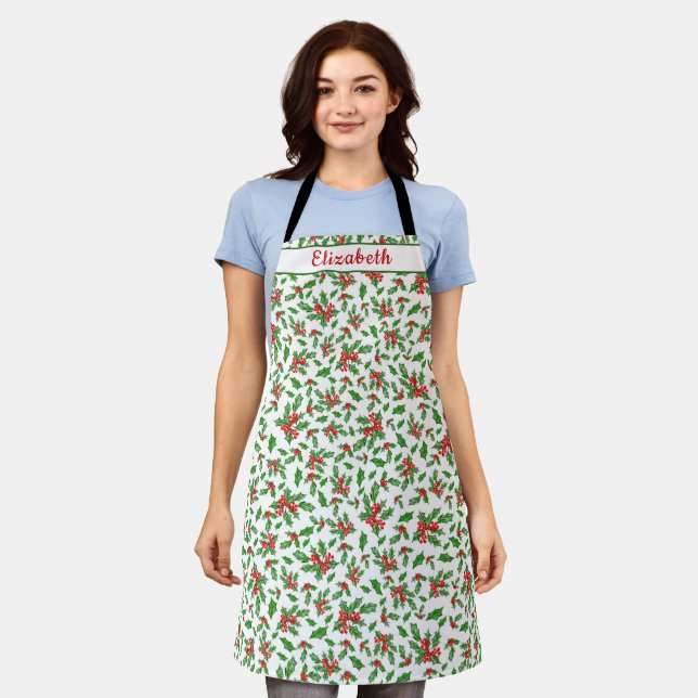 Cute Holiday Baking Seasonal Xmas Cookie Apron (Worn)