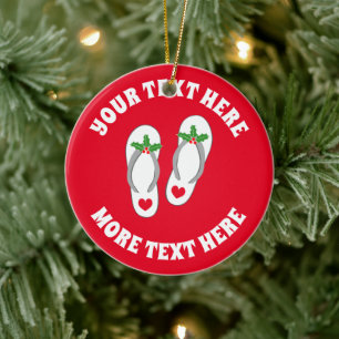 Cute Holiday beach slipper Christmas tree ornament
