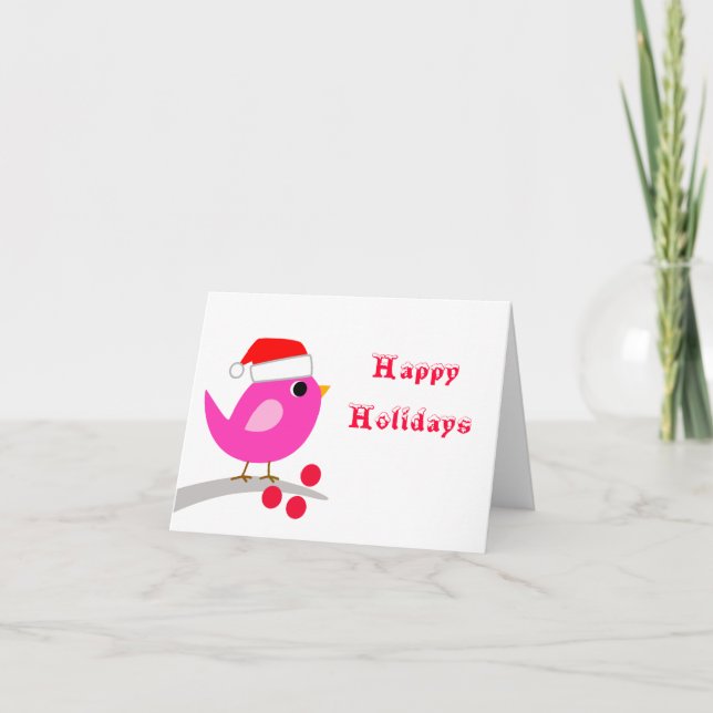 Cute Holiday Bird Card (Front)