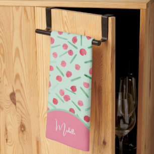 Cute Holiday Candy Cane Watercolor Kitchen Towel