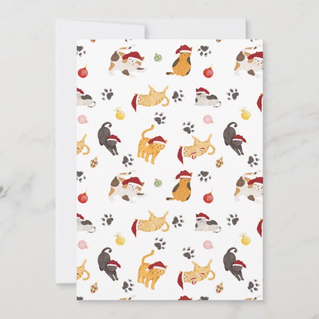 Cute Holiday Cat Pattern Card (Front)