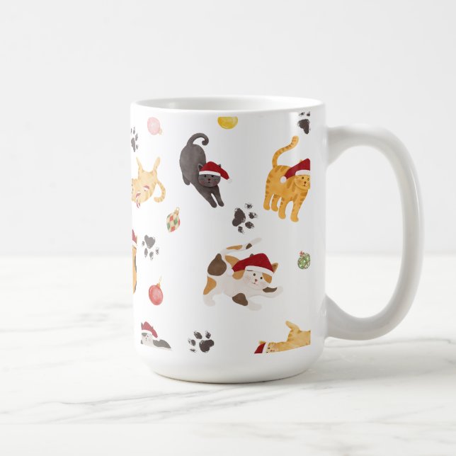 Cute Holiday Cat Pattern Coffee Mug (Right)