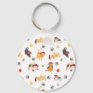 Cute Holiday Cat Pattern Keychain