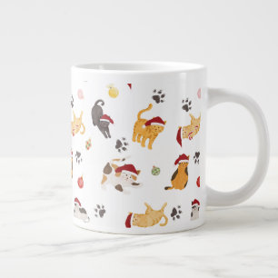 Cute Holiday Cat Pattern Large Coffee Mug