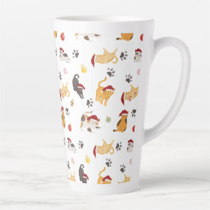 Cute Holiday Cat Pattern Latte Mug