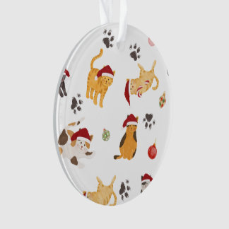 Cute Holiday Cat Pattern Ornament