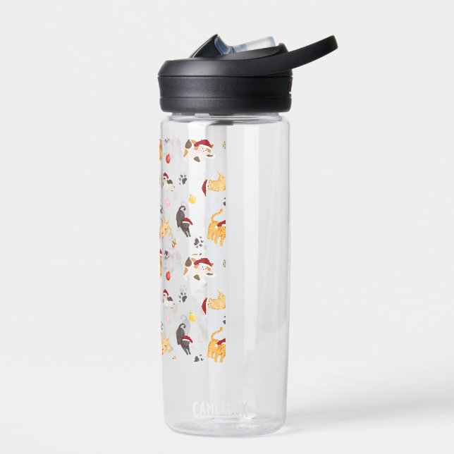 Cute Holiday Cat Pattern Water Bottle (Left)