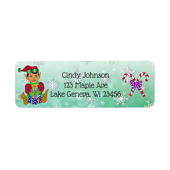 Cute Holiday Christmas Elf and Candy Canes (Front)