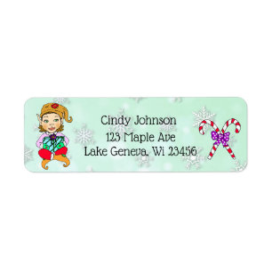 Cute Holiday Christmas Elf and Candy Canes