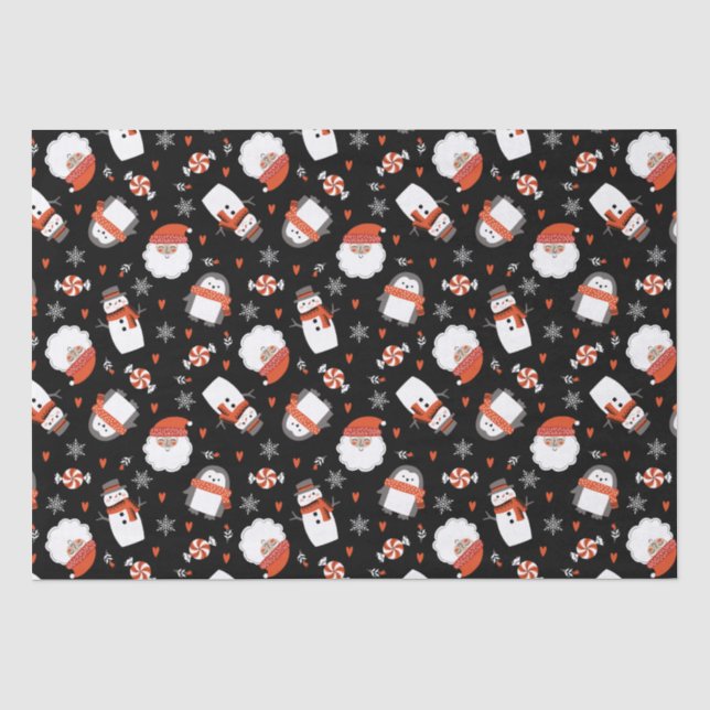 Cute Holiday Christmas Pattern Tissue Paper (Front)