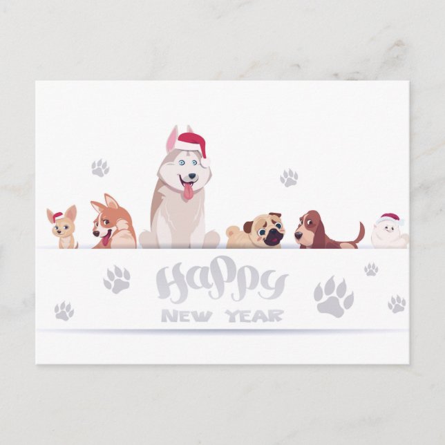 Cute Holiday Dogs Postcard (Front)