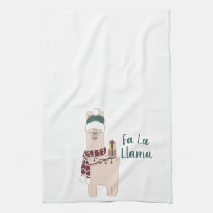 Cute Holiday Fa La llama design Kitchen Towel