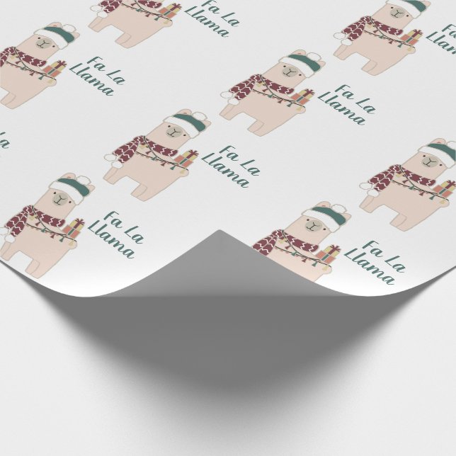 Cute holiday Fa La Llama design Wrapping Paper (Corner)