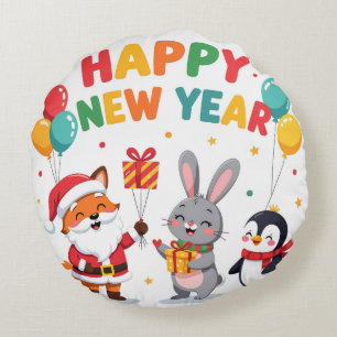 Cute Holiday Gift for Kids Round Pillow-New Year Pillow