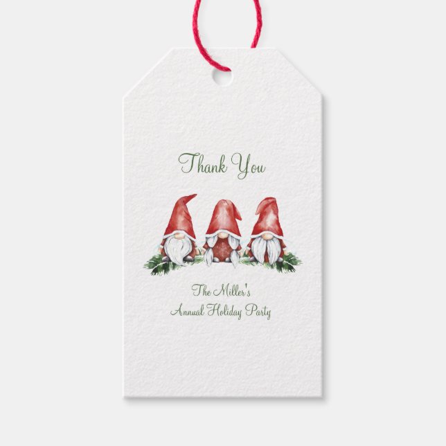 Cute Holiday Gnome Gift Tags (Front)