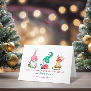 Cute Holiday Gnomes Christmas Card