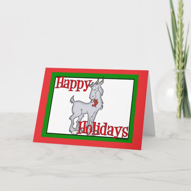 Cute Holiday Goat Card (Front)
