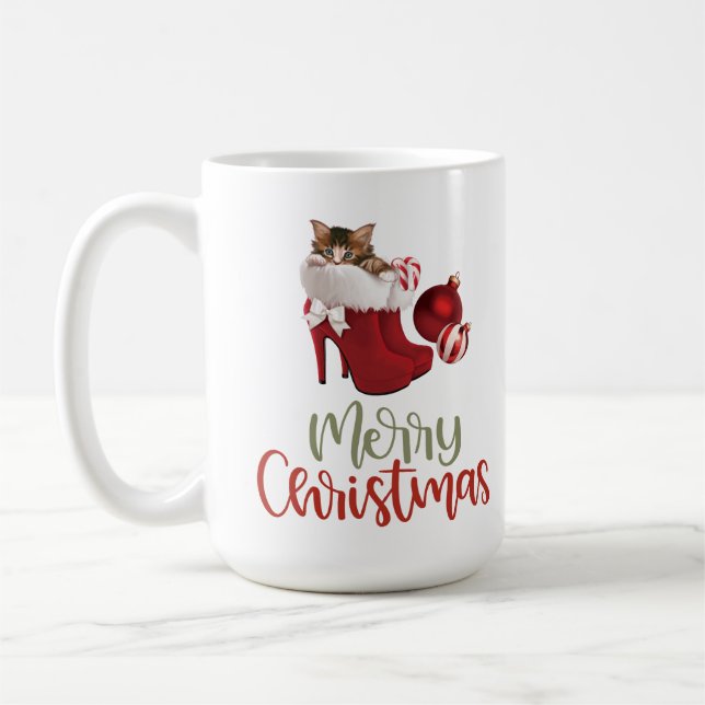 Cute Holiday Kitten Mug (Gauche)