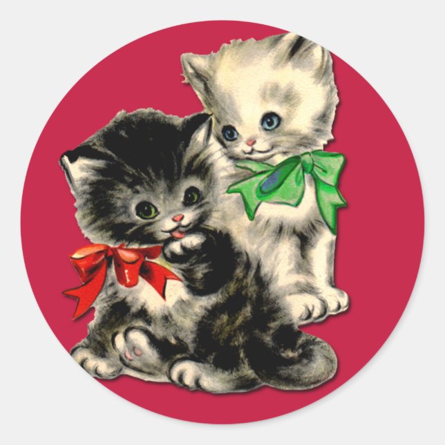 Cute Holiday Kittens Stickers (Front)