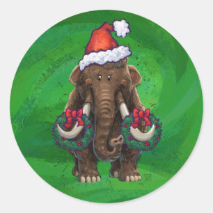 Cute Holiday Mastodon  Classic Round Sticker