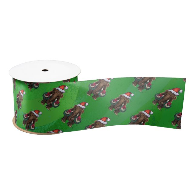 Cute Holiday Mastodon  Satin Ribbon (Spool)