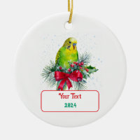 Cute Holiday Parakeet and Christmas Bow