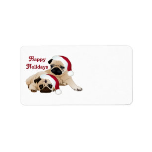Cute Holiday Pugs Tees and gifts Label
