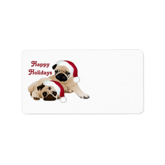 Cute Holiday Pugs Tees and gifts Label