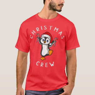 Cute Holiday Santa Penguin Christmas Crew Candy Ca T-Shirt