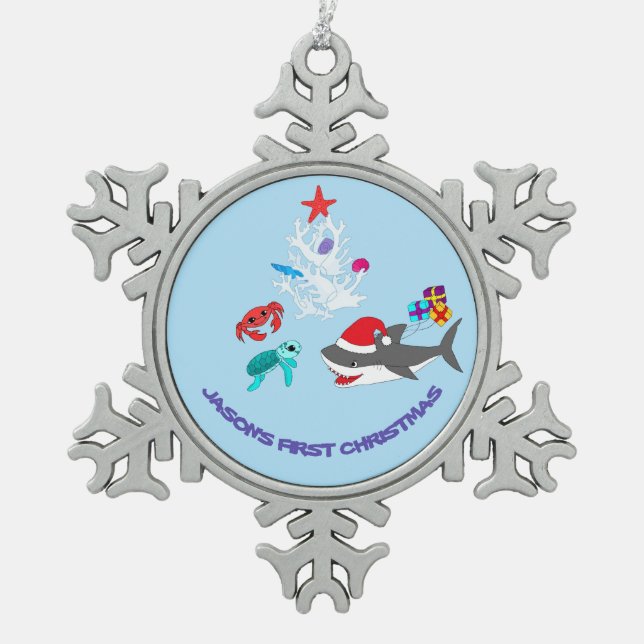 Cute Holiday Shark Ornament (Front)
