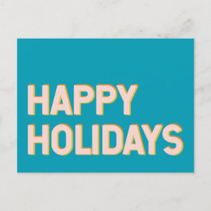 Cute Holiday Simple Typography Pink and Blue  Postcard