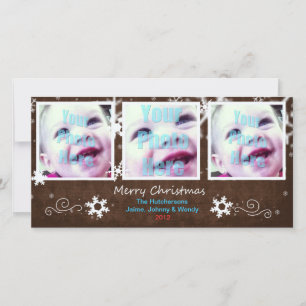 Cute Holiday Snowflake 3 Window Card Mocha -