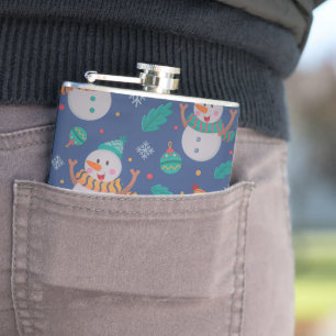 Cute Holiday Snowman Hip Flask