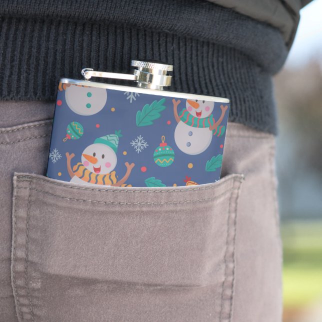 Cute Holiday Snowman  Hip Flask (In Situ)