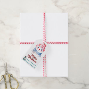 Cute holiday tags with a cheerful snowman design