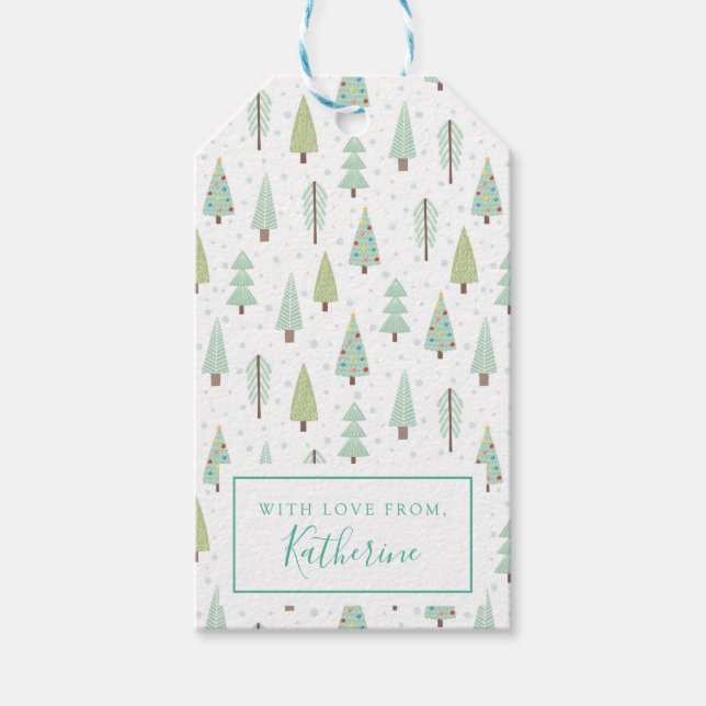 Cute Holiday Tree Pattern Gift Tags (Front)