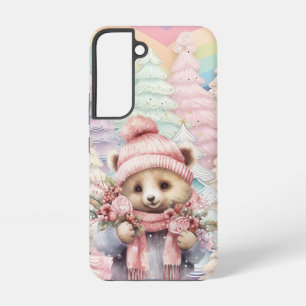 CUTE HOLIDAY WINTER PINK TEDDY BEAR SAMSUNG GALAXY CASE