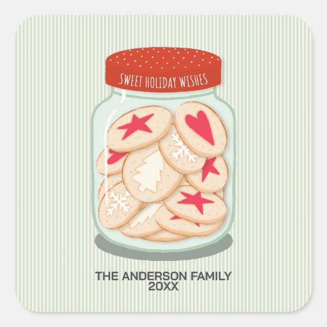 Cute Holiday Wishes Christmas Square Sticker (Front)