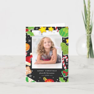 Cute Holly Berry Merry Christmas Photo Frame Holiday Card